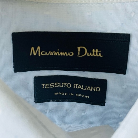 👔🔥 Massimo Dutti Dress Shirt baby blue polkadot - Picture 4 of 7